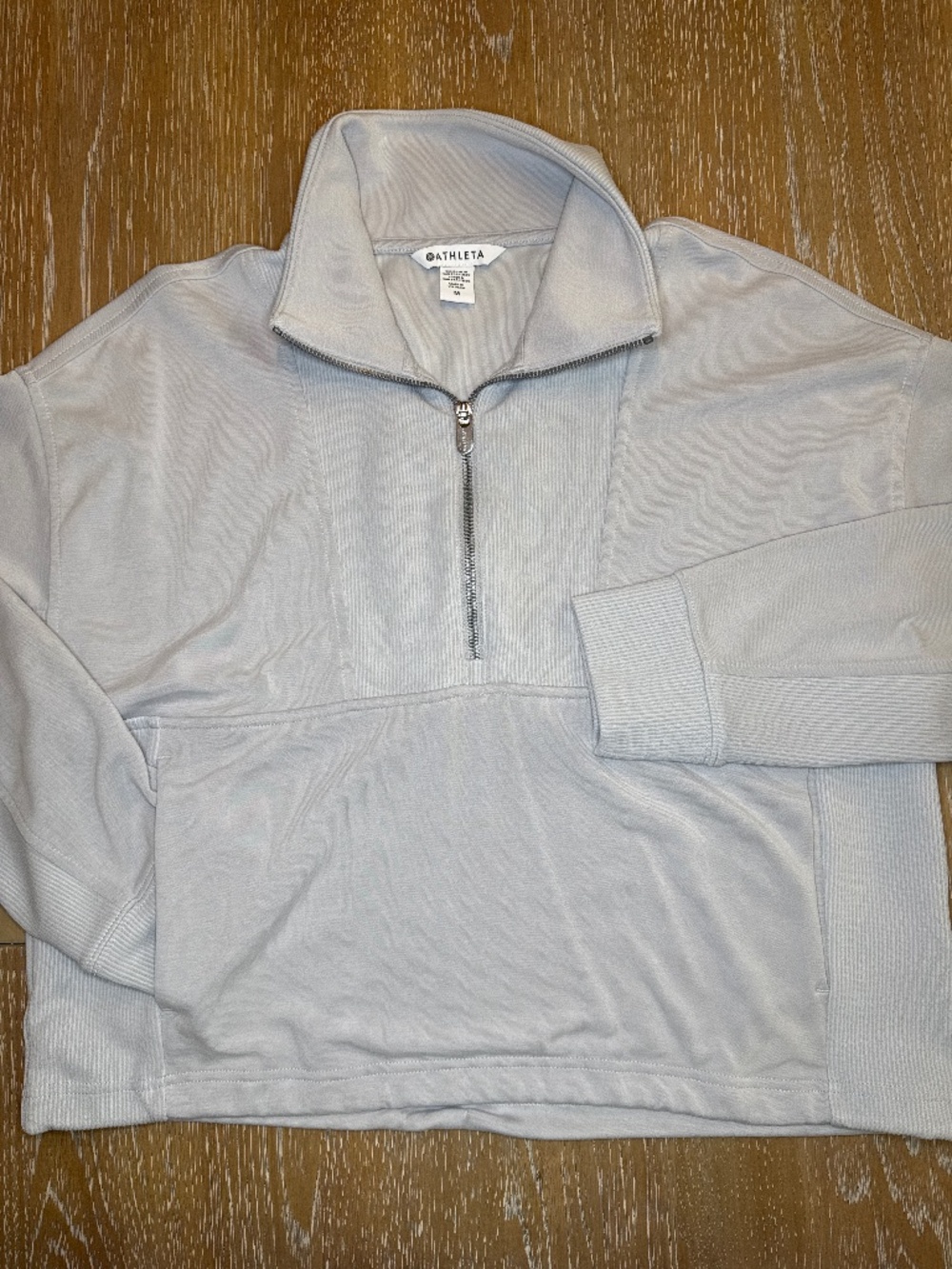 Athleta Retroplush Revive Sweatshirt Womens medium Beige half Zip Long Sleeve